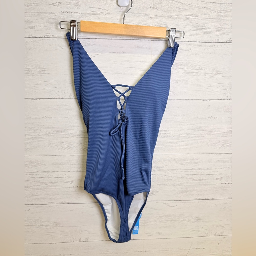 Cupshe Blue Lace-Up One Piece Swimsuit